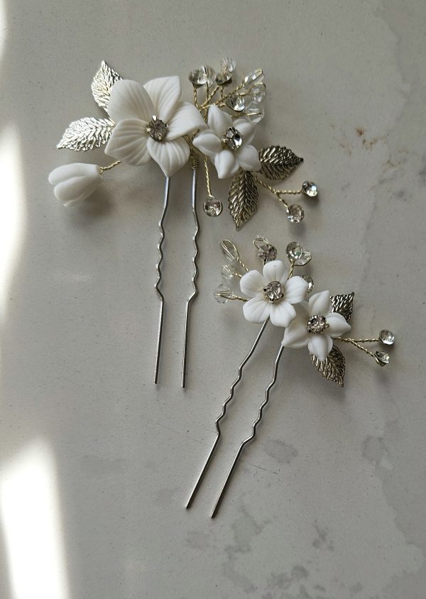 bruidsaccessoire zilver met bloemen