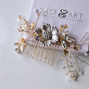 rosé bloemen haarkam