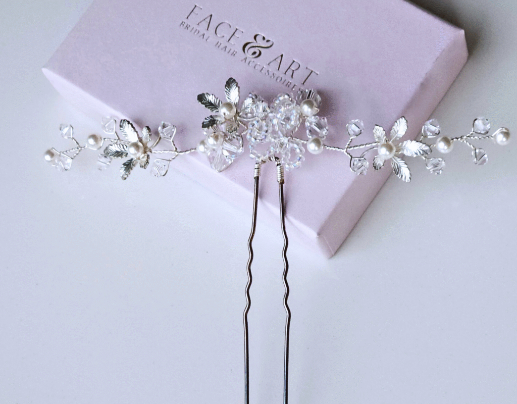 silver bridal flower pin