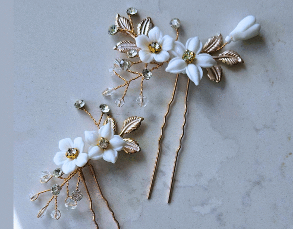 28 White flower & gold deluxe set
