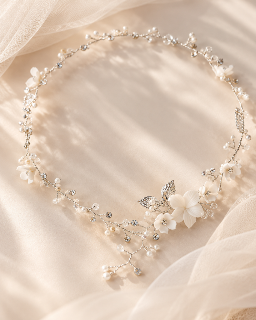 silver hairvine with white flowers
