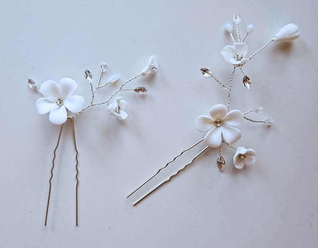 luxe white flower pins