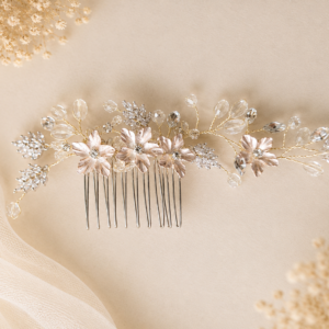 Zinnia luxe gouden bruids haaraccessoire