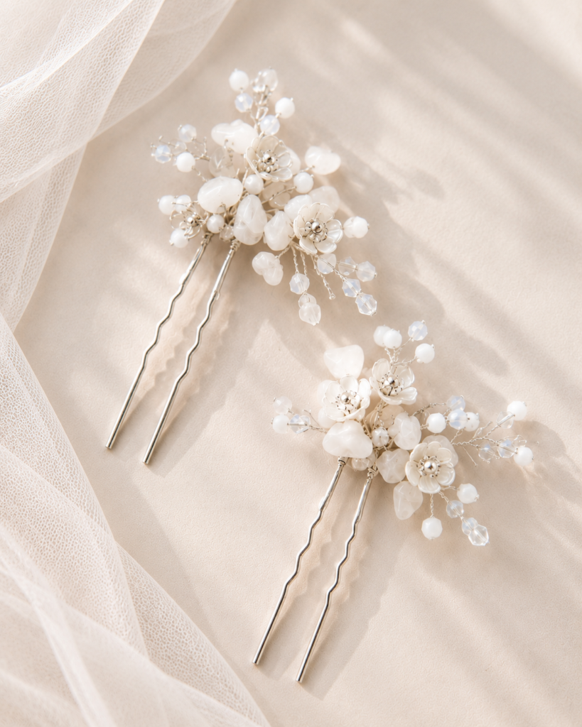 bruidsaccessoire met witte natuursteentjes