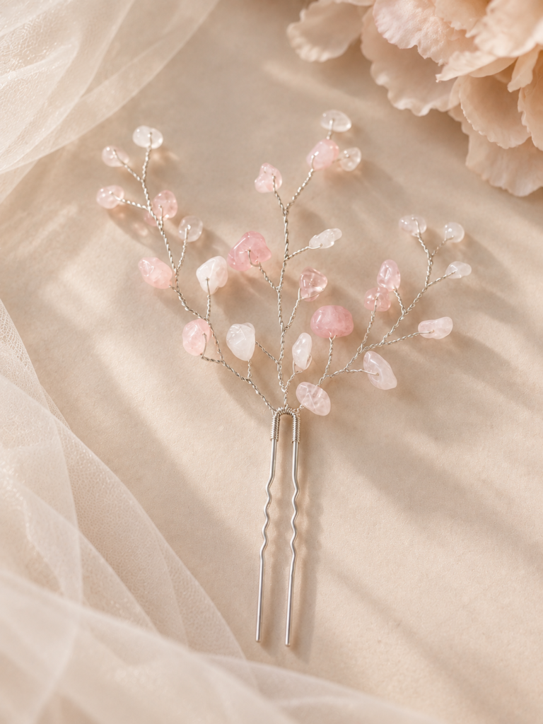 blush kleur bruidsaccessoire